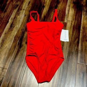 NWT Athleta Square Neck One Piece Swimsuit Red XS